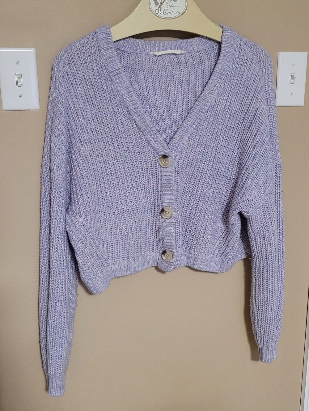 💜2 for $10💜 Bundle and save Lavender V-Neck Cropped Button Cardigan Sweater